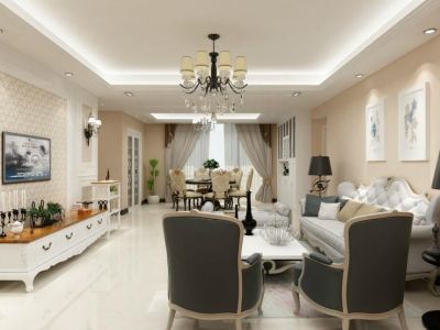 紫薇永和坊四居132平欧式风格装修案例