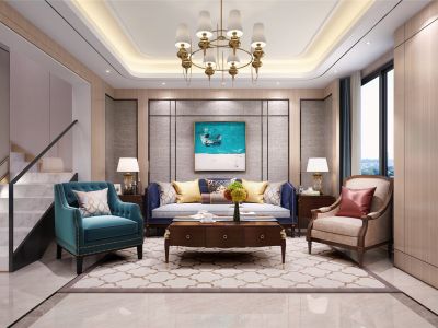 金隅上城郡混搭风格260平米别墅装修案例