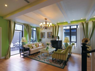 中国府田园风格165平米别墅装修案例