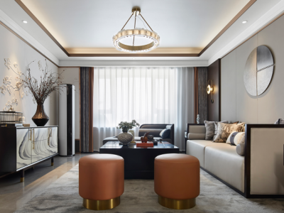 先河国际社区·南区新中式风格110平米三居室装修案例