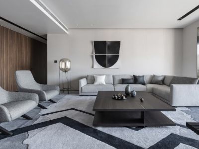 蔚蓝花城三居102平现代风格装修案例