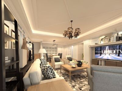 圣地亚哥96平米简约美式三居室装修案例