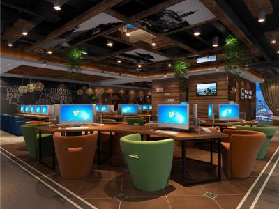 网咖现代风格620平米装修案例