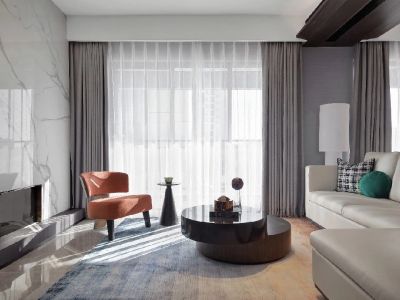 蔚蓝花城119平方三居现代风格装修案例