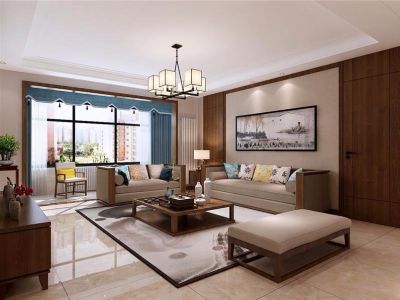 长安新都市125平三居新中式风格装修案例