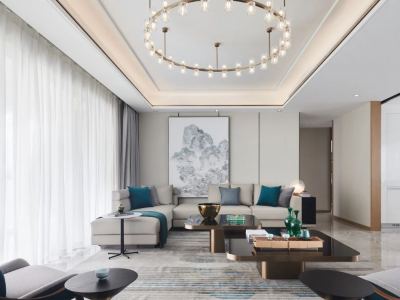 绿城西安全运村新中式风格138平米三居室装修案例