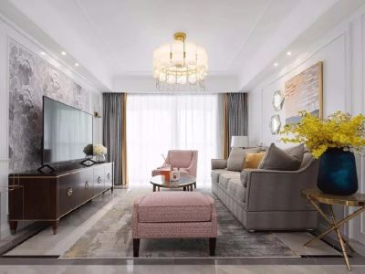 曲江海天华庭96㎡简约美式三居室装修案例