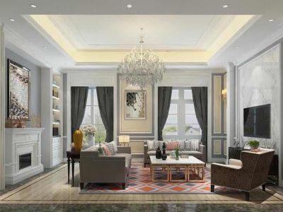 银亿领墅联排别墅410平欧式风格装修案例