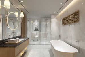 [广州创美装饰]浴缸淋浴都想要,卫生间如何设计?效果图拿去