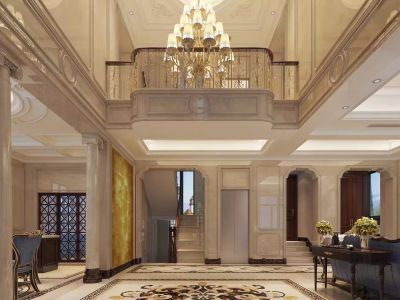 沁园欧式风格313平米别墅装修案例