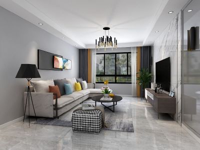 前海东岸简约风格110平米三居室装修设计案例