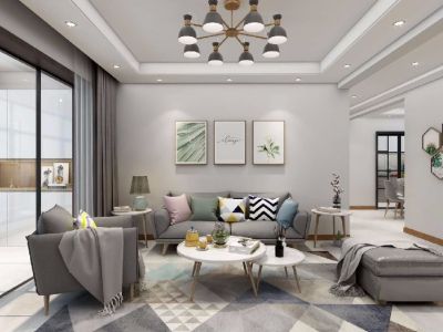 绿景红树湾壹号简约风格98平米三居室装修设计案例