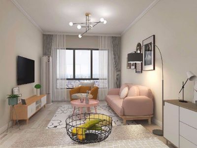 地铁锦上花园3期北欧风格82平米二居室装修设计案例