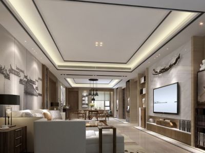 保利狮子湖160平三居室新中式风格装修案例