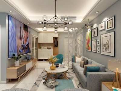 中海兰庭90平米三居室北欧装修案例