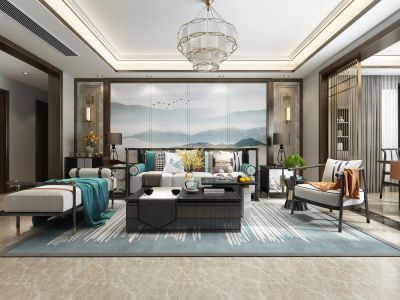 碧桂园海昌天澜165平米四居室中式风格装修案例