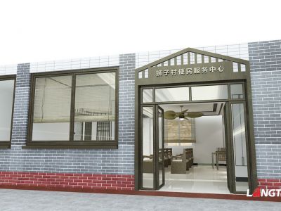 500平米便民服务中心展馆新中式风格装修案例