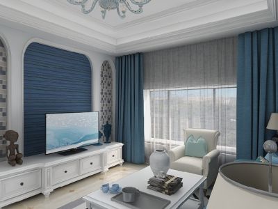 新北小区100㎡三居室地中海风格装修案例