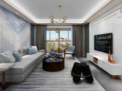 两江国际120㎡三居室现代轻奢装修案例