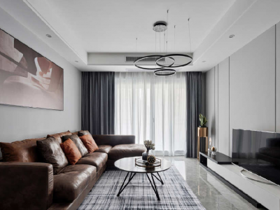 新鸿一区91平二居室现代简约风格装修案例