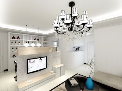 绿地·滇池国际健康城100平米现代简约三居室装修案例