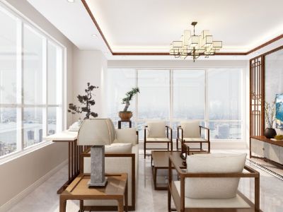 万科金域水岸四居133平中式风格装修案例