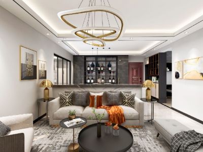 佳湖熹祥苑三居128平现代轻奢风格装修案例