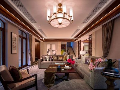 汇和紫熙园135平米新中式风格复式装修案例