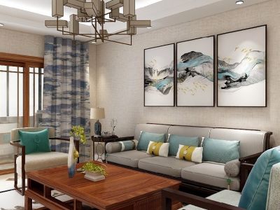 红星天悦90平米新中式风格装修案例