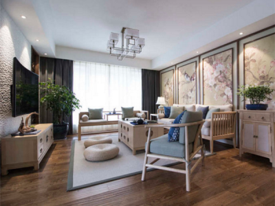 龙吟居138㎡三居室新中式风格装修案例