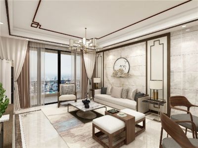 合景睿峰145㎡四居室新中式风格装修案例