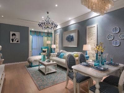 万科翡翠滨江117平米地中海风格三居室装修案例