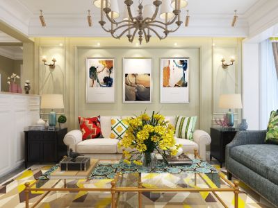 俊发彩云城120平米混搭风格装修案例