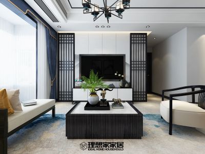 建业定鼎府新中式风格89平米两室两厅装修案例