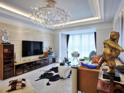 粼江峰阁120平三居室现代简约风格装修案例