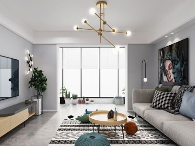 绿城招商·诚园北欧风格131平米二居室装修设计图案例