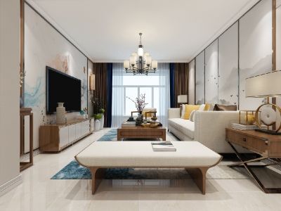 钟山山庄136㎡三居室新中式风格装修案例