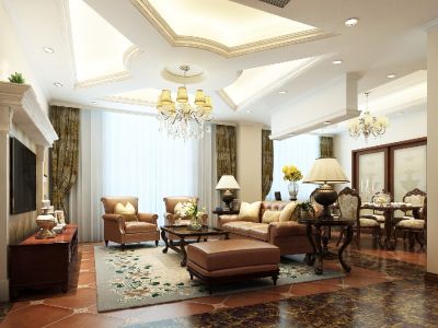 黄埔花园144㎡三居室美式田园装修案例