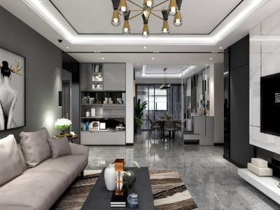 新世界中心126㎡三居室现代简约装修案例