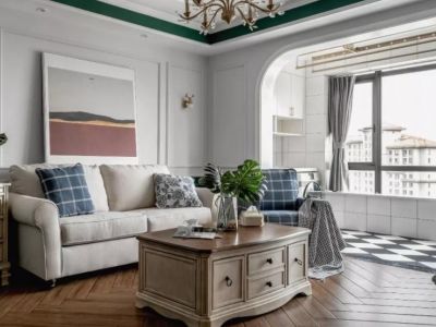 新滨湖孔雀城美式风格93平米二居室装修案例