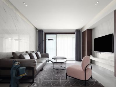 江宁金茂悦现代风格115平米三室两厅装修案例