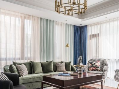 龙湖·天境美式风格148平米三居室设计效果图案例