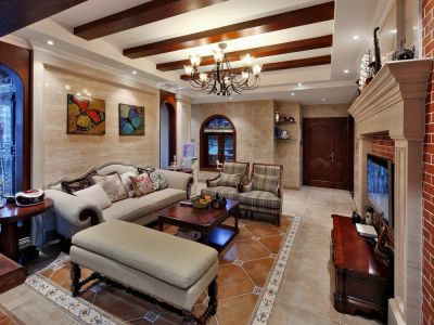 紫金墨香苑131㎡三居室美式风格装修案例