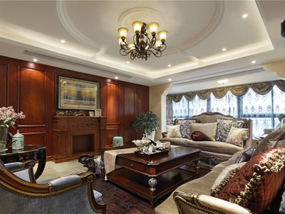 恒大养生谷复古美式230平米别墅装修案例