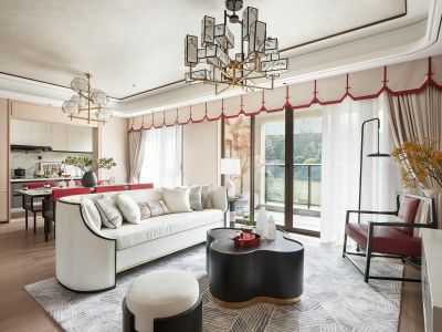 正源尚峰尚水新中式风格196平米别墅装修案例