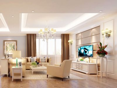 花果园L区115平米美式田园三居室装修案例