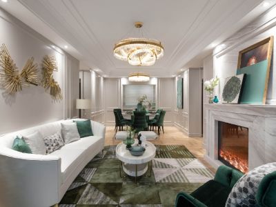 弘阳旭日上城一区130平米美式三居装修案例