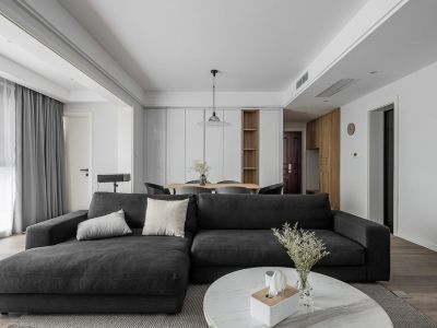 东湖山庄极简风格130平米三居室装修案例