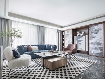 中铁城现代法式风190平米别墅装修案例