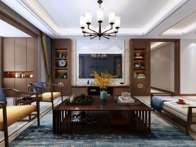 善国盛景中式风格202平米四居室装修案例